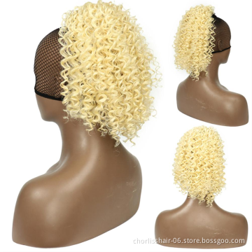 Best Selling Natural Color Wholesale Water Wave Synthetic Hair Drawstring Curly Ponytails Extentions For Black Women
